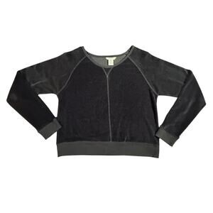 Vintage Y2K Nautica Sleepwear Black Velour Long Sleeve Top